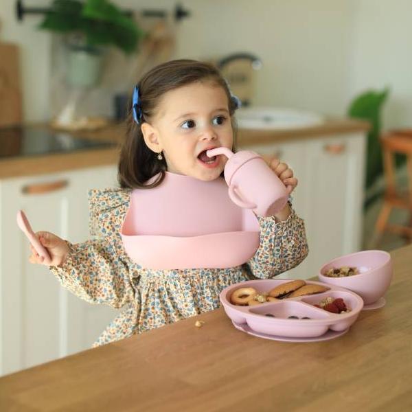 Набор детской силиконовой посуды LUKNO, клевер котики